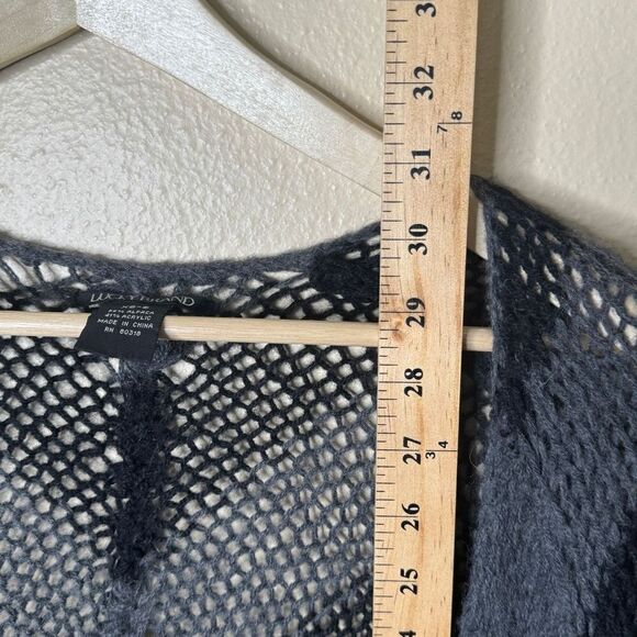 Lucky Brand Sweater Women's XS/S Gray Striped Open Front Cardigan Alpaca Blend - Picture 2 of 10